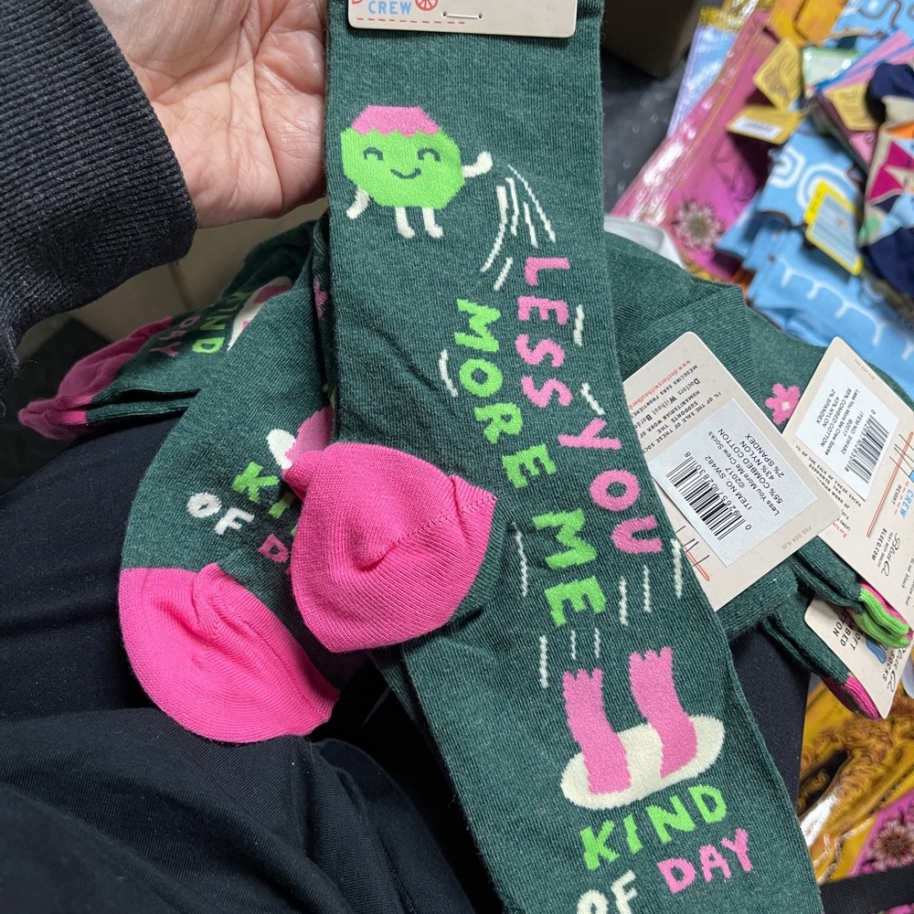 Blue Q Green and Pink Kids Crew Socks